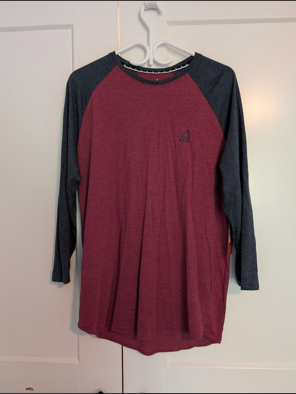 Men's Raglan Long-Sleeve Tee - Burgundy with Charcoal Sleeves